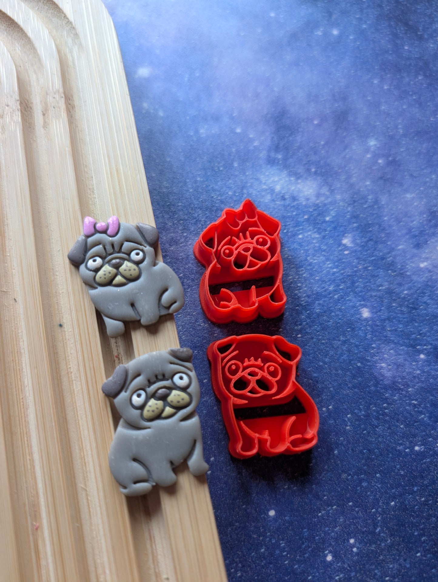 Pair of Cartoon Pugs Clay Cutters