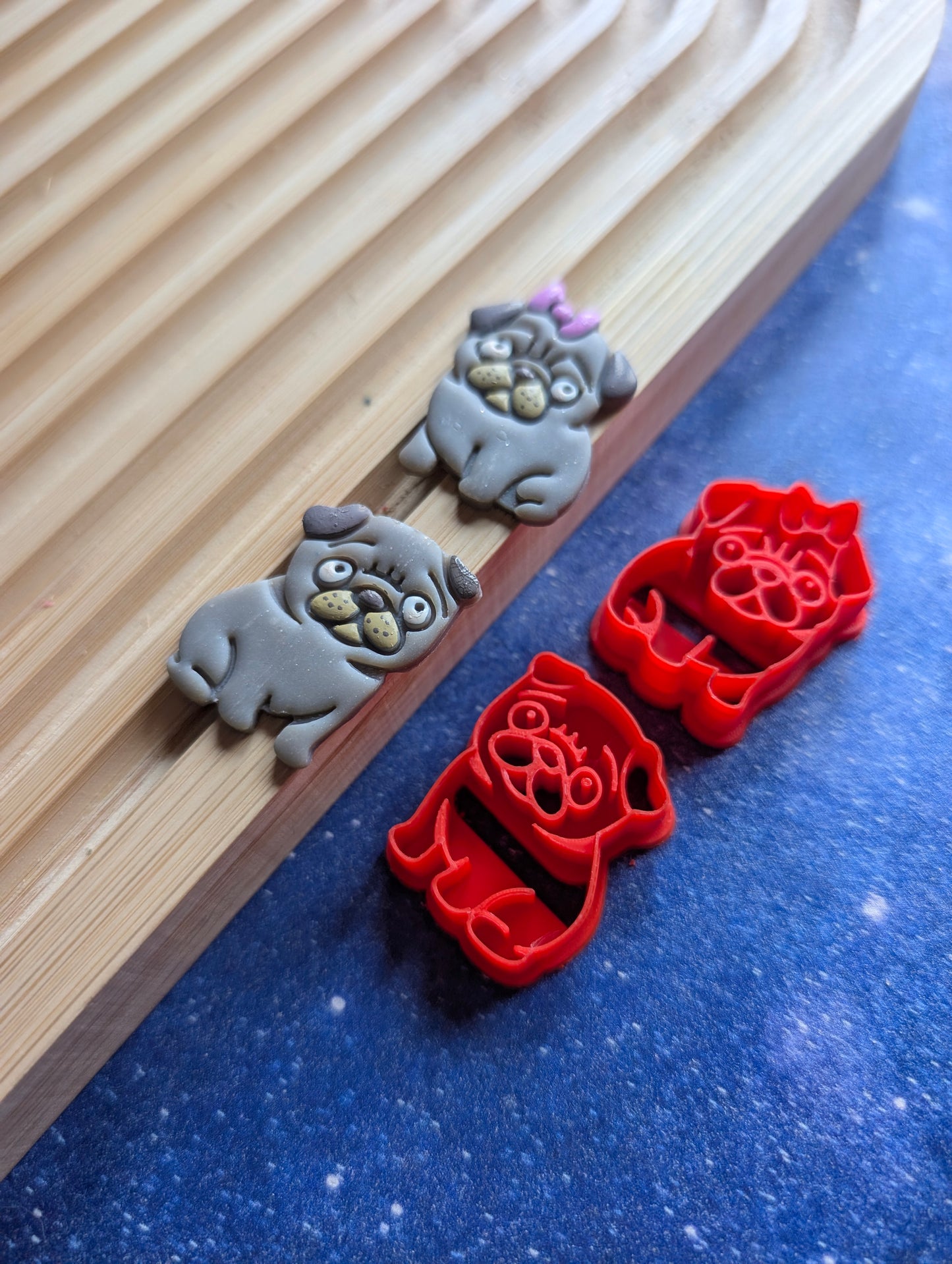 Pair of Cartoon Pugs Clay Cutters