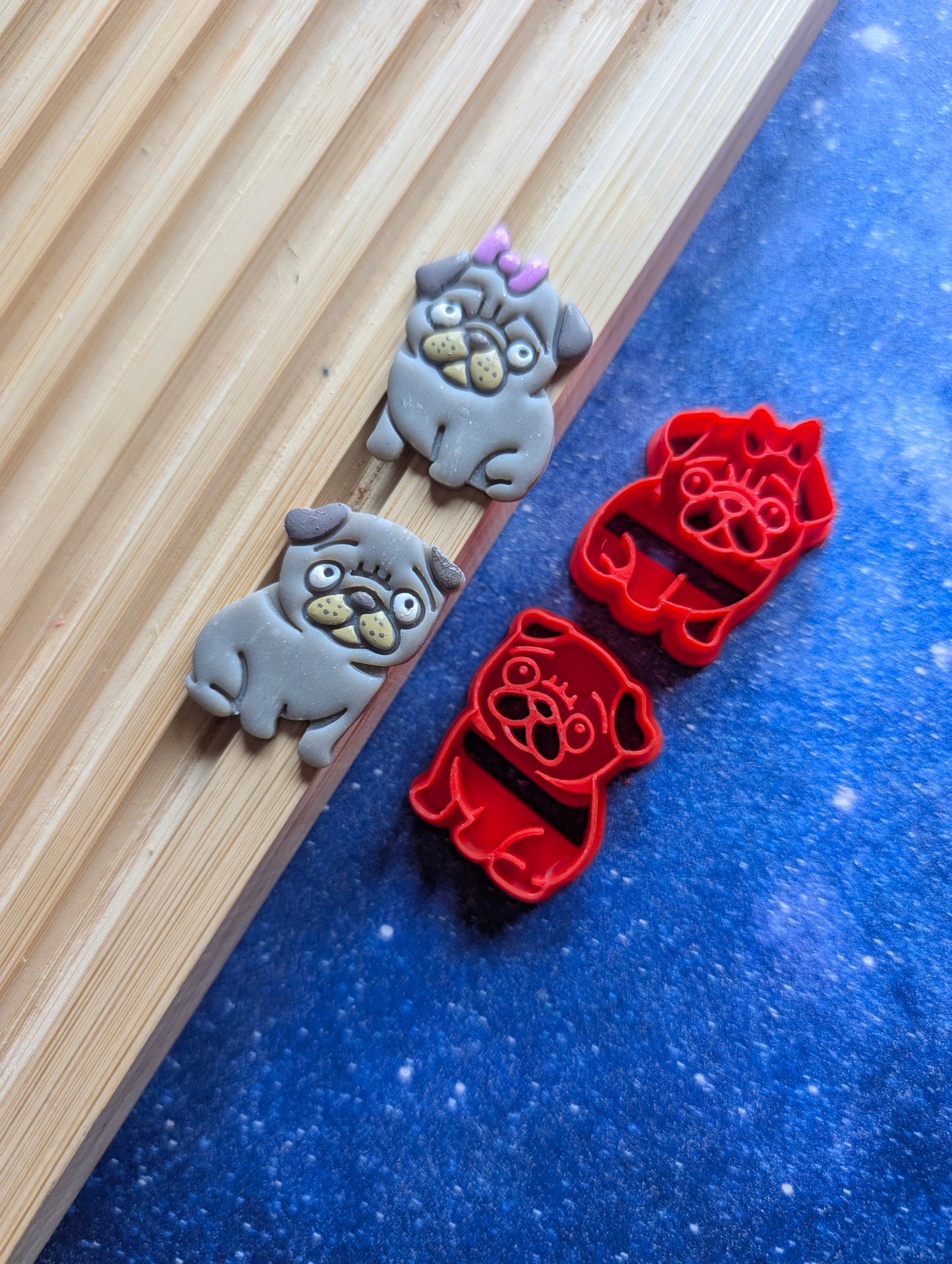 Pair of Cartoon Pugs Clay Cutters