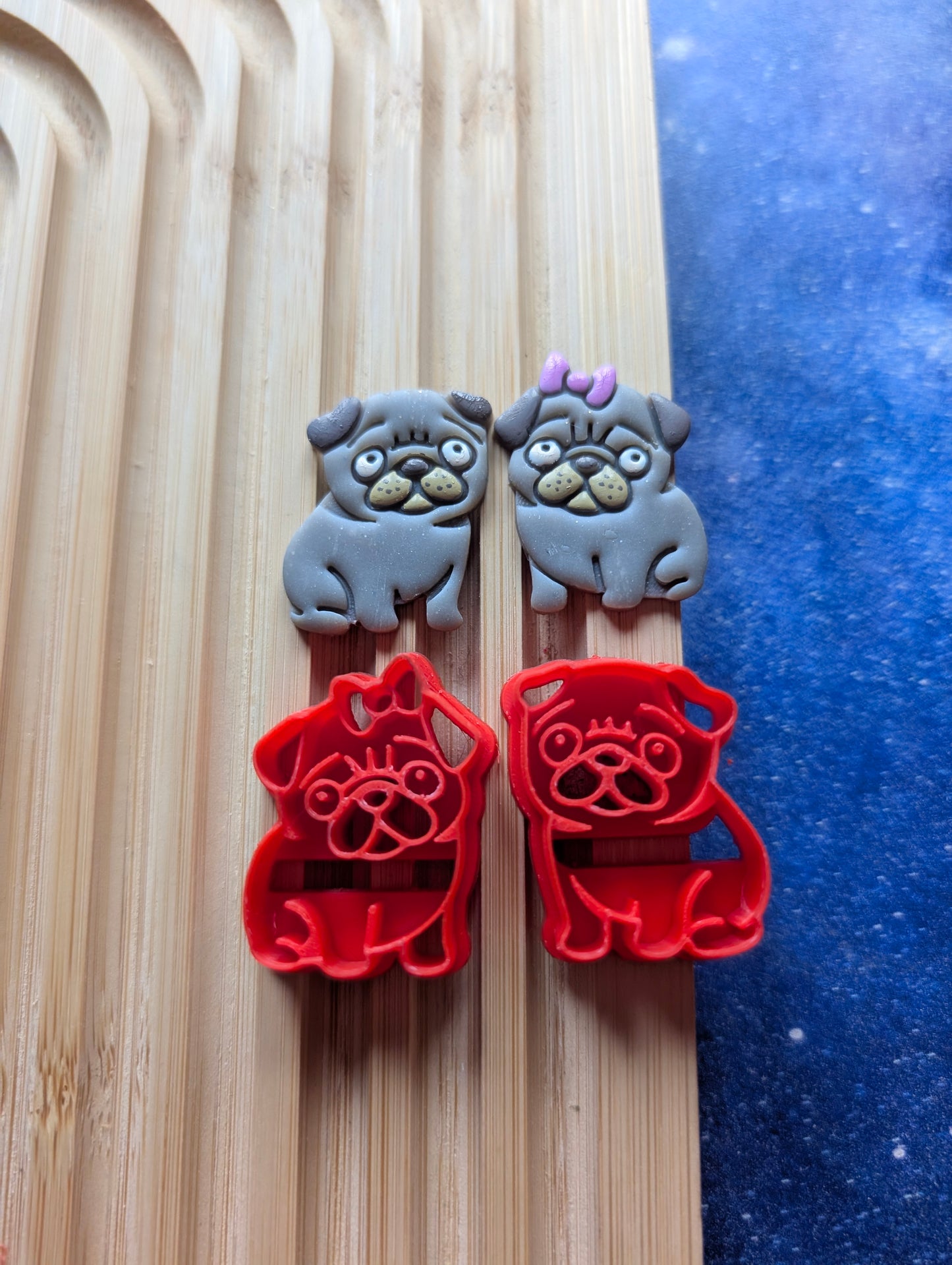 Pair of Cartoon Pugs Clay Cutters