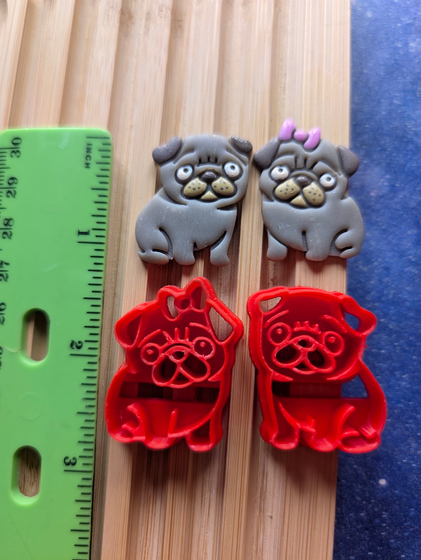 Pair of Cartoon Pugs Clay Cutters