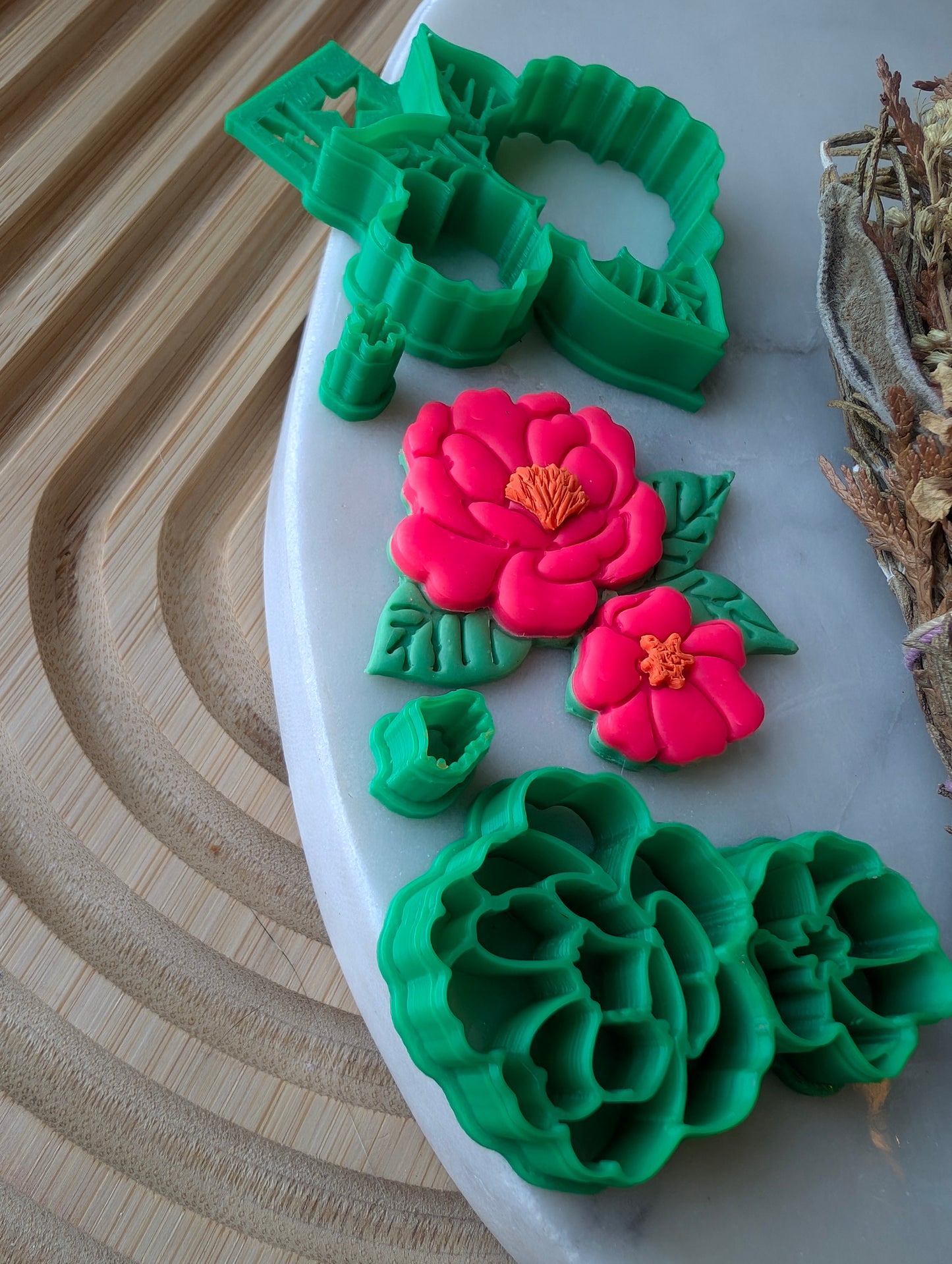 4-Piece Double Blossom Flower Sharp Clay Cutter