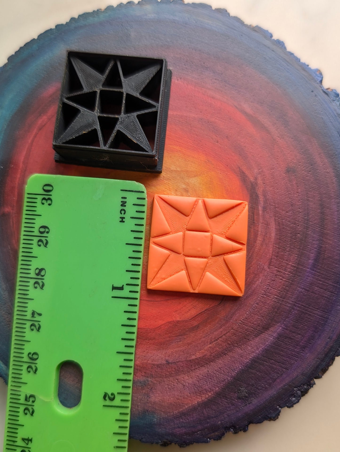 Quilt Square Pattern Inspired 6 Pointed Sun - Embossed Sharp Clay Cutter