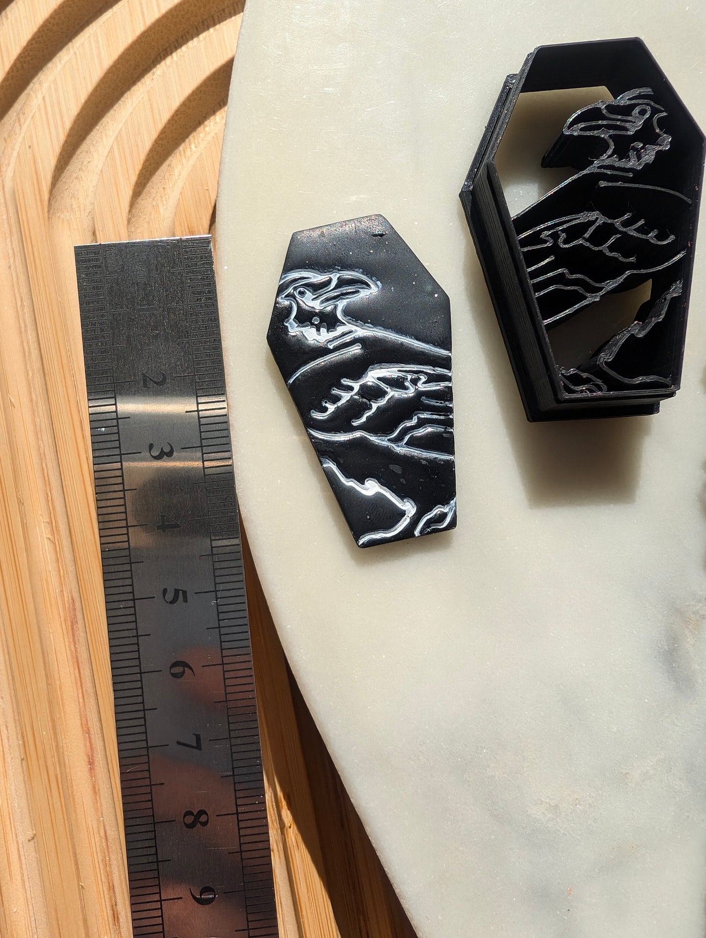 Raven or Crow on Coffin Silhouette Sharp Clay Cutter
