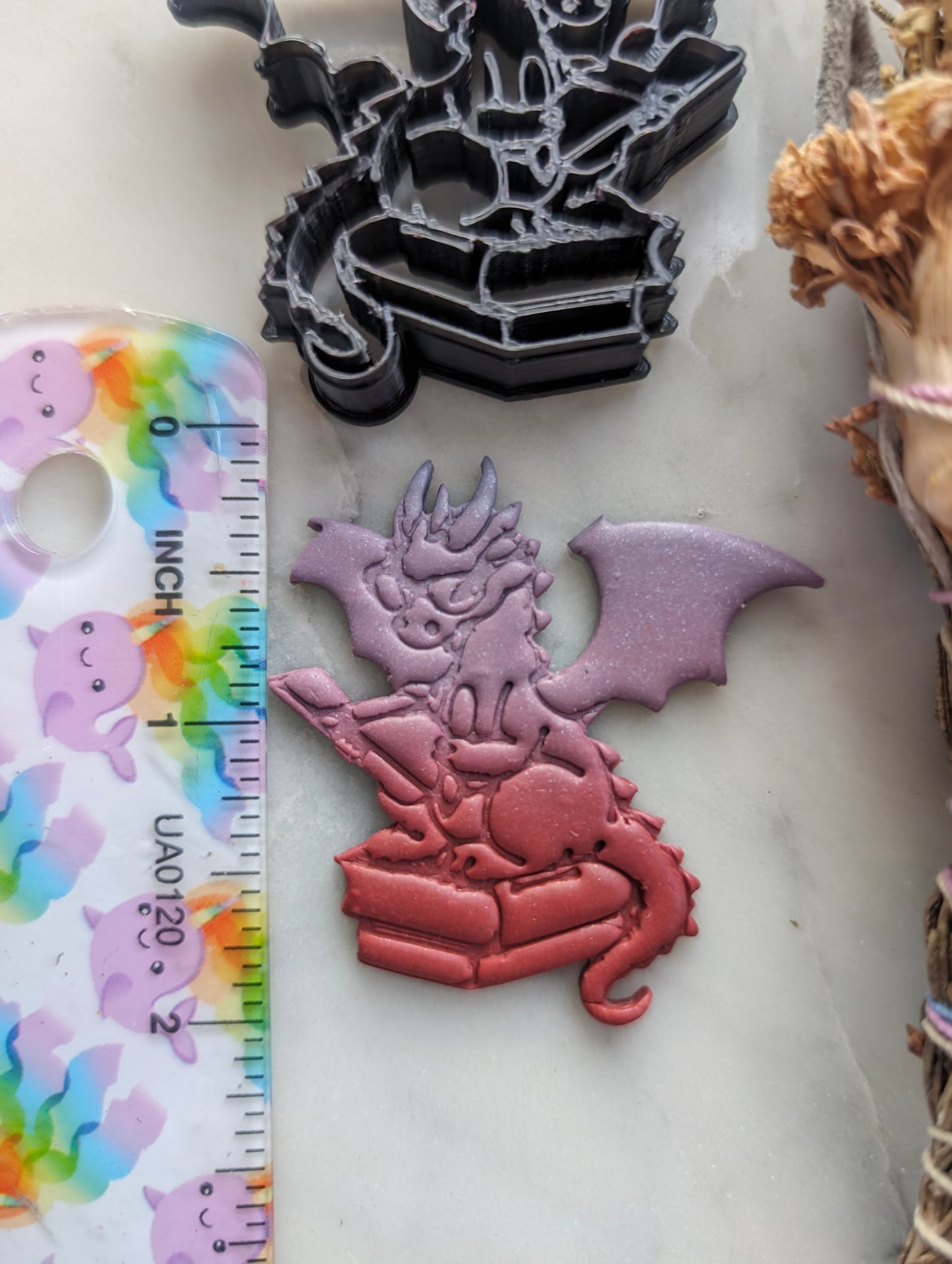 Editor Book Dragon with Glasses and Pen Embossed Sharp Clay Cutter