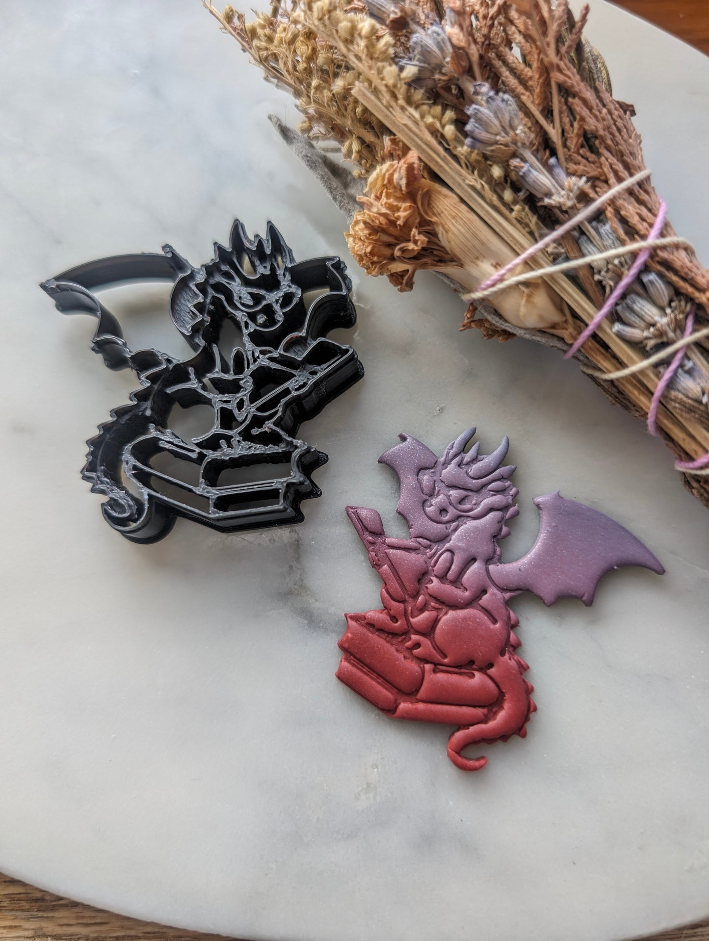 Editor Book Dragon with Glasses and Pen Embossed Sharp Clay Cutter