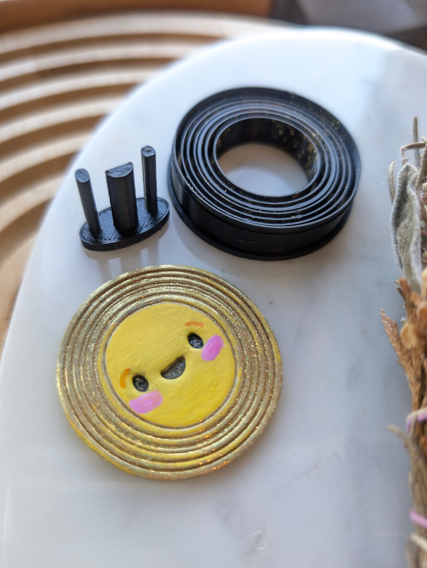 Sunny Day Ringed Orb with Happy Face Cutout Sharp Clay Cutter
