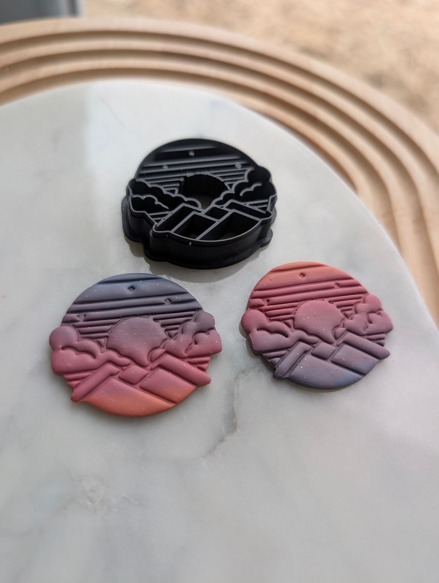 Mountain Scene Night Sky in Circle Embossed Sharp Cutter for Clay and More