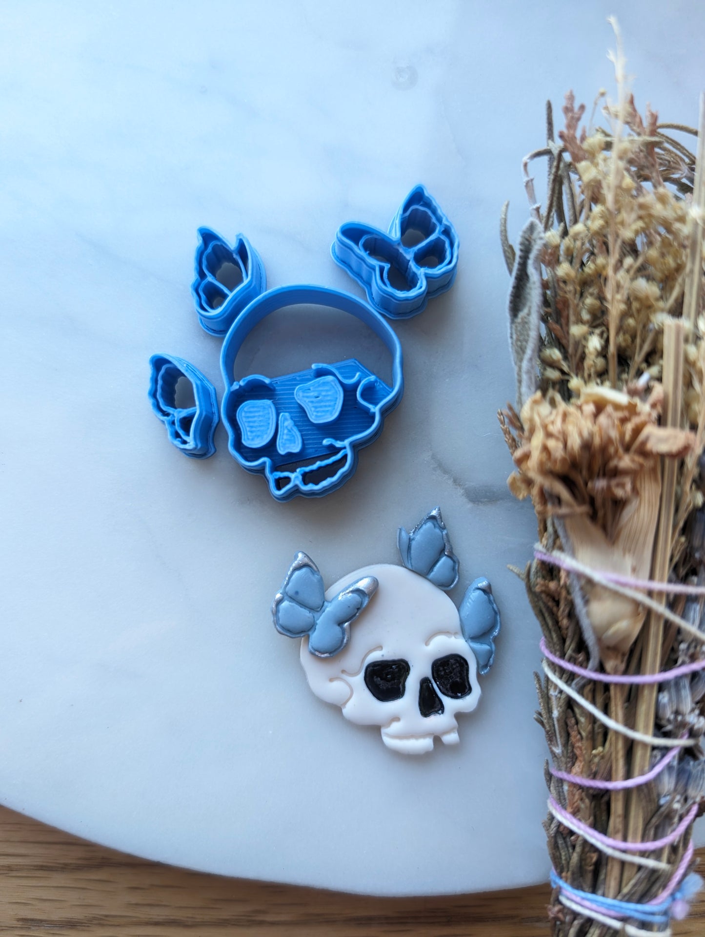 4 Piece Skull with Micro Butterflies Layered Sharp Clay Cutter
