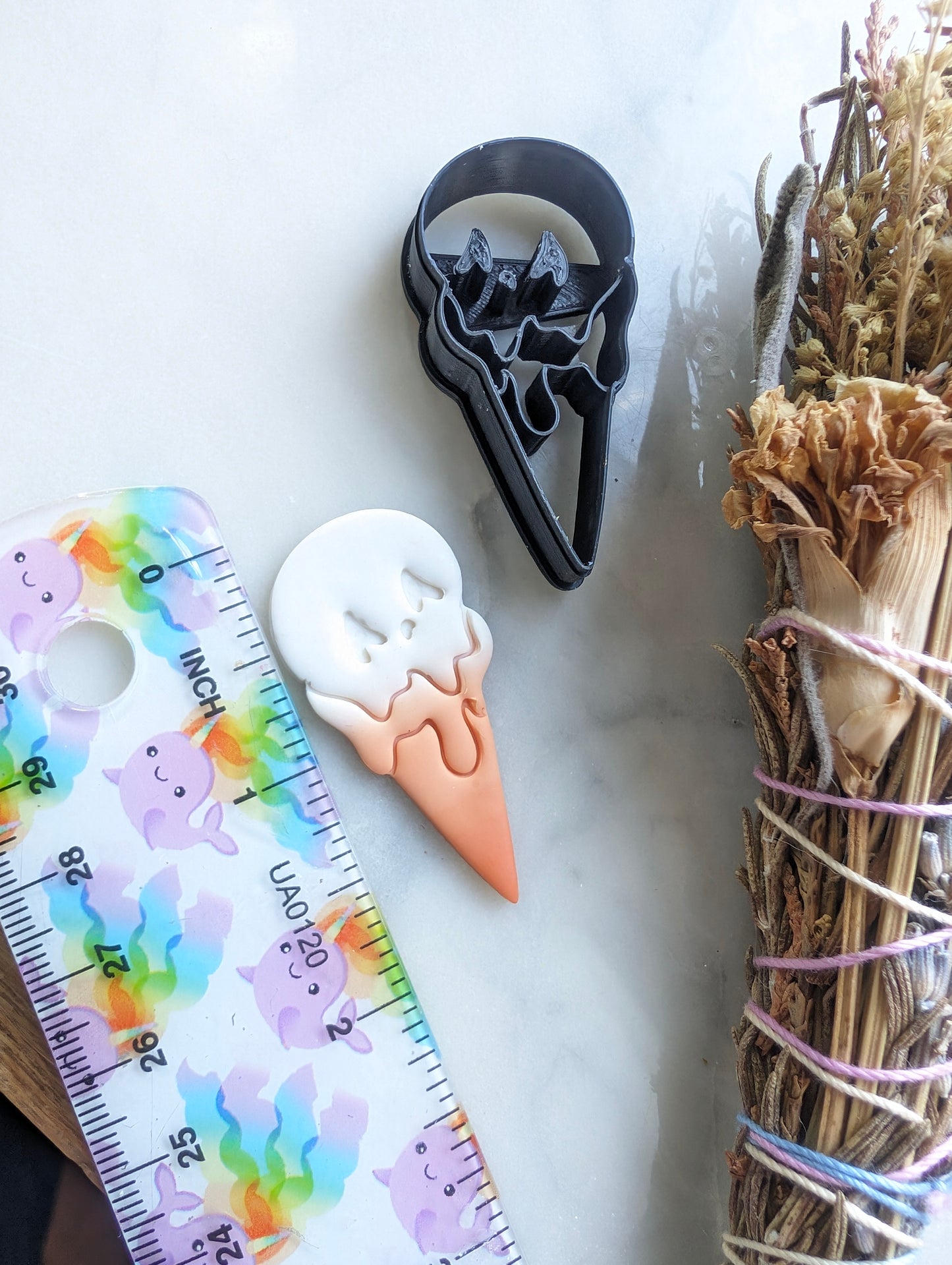Skull Double Scoop Ice Cream Cone Sharp Clay Cutter
