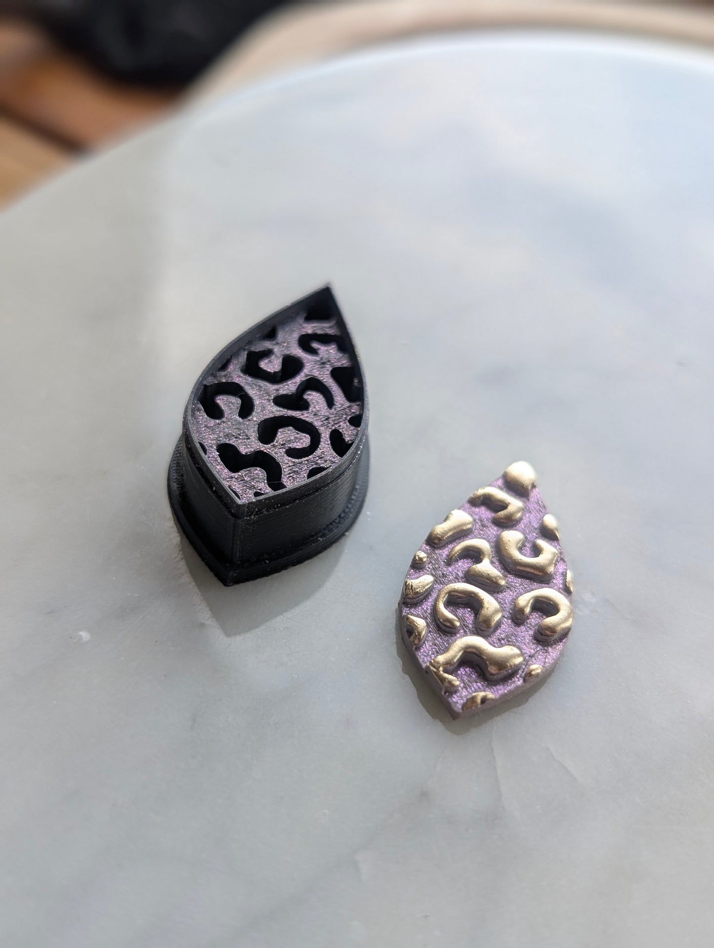 Leopard Print Marquise Sharp Clay Cutter