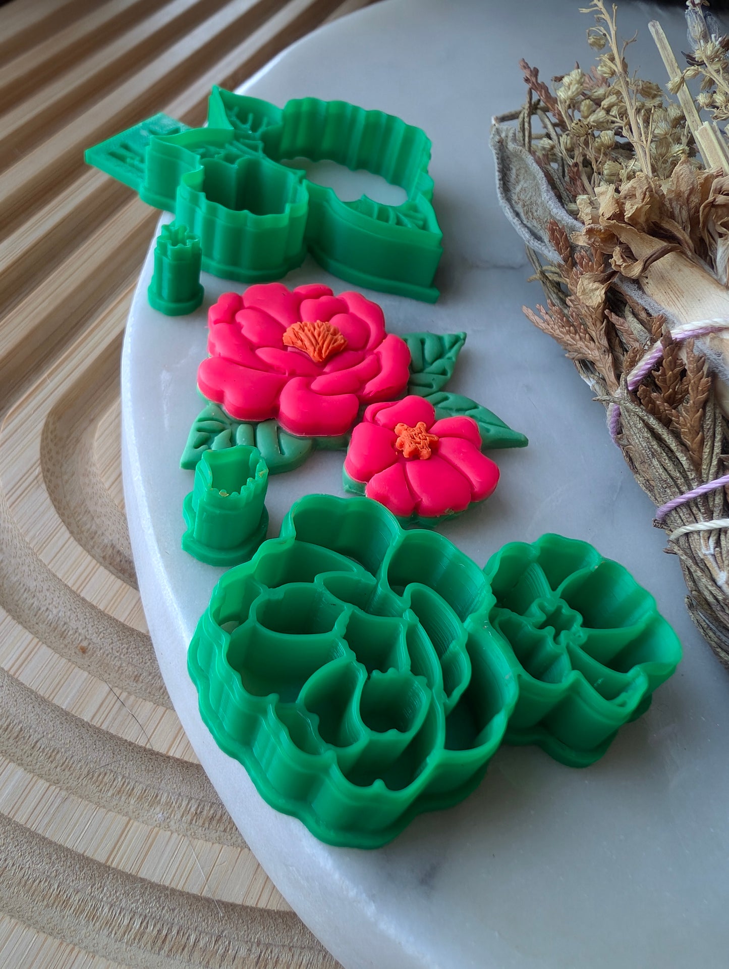 4-Piece Double Blossom Flower Sharp Clay Cutter