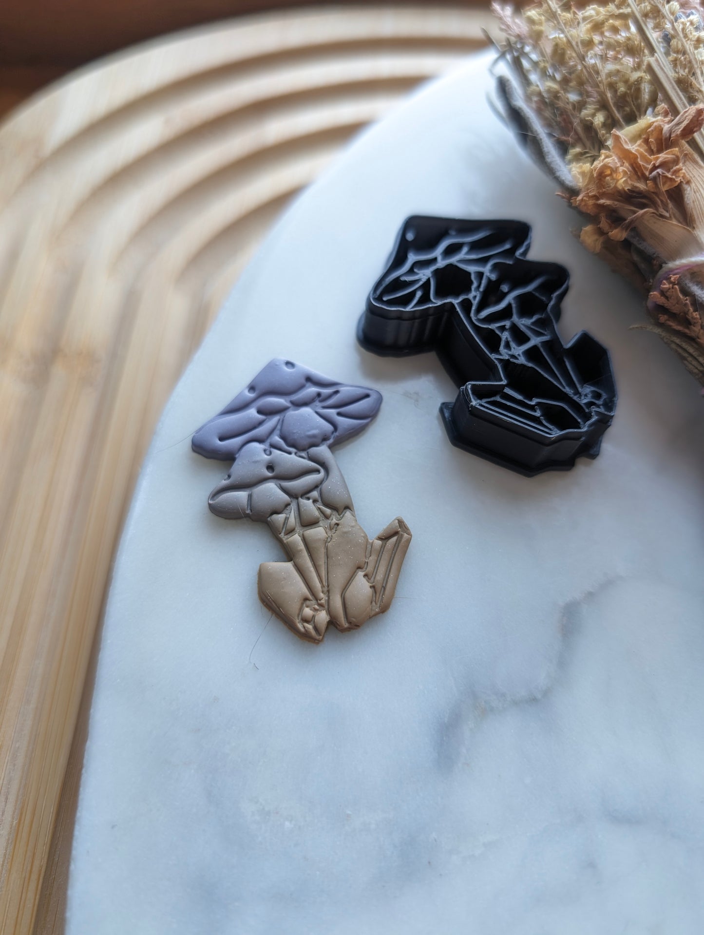 Crystals Growing on Mushroom Bases Sharp Clay Cutter