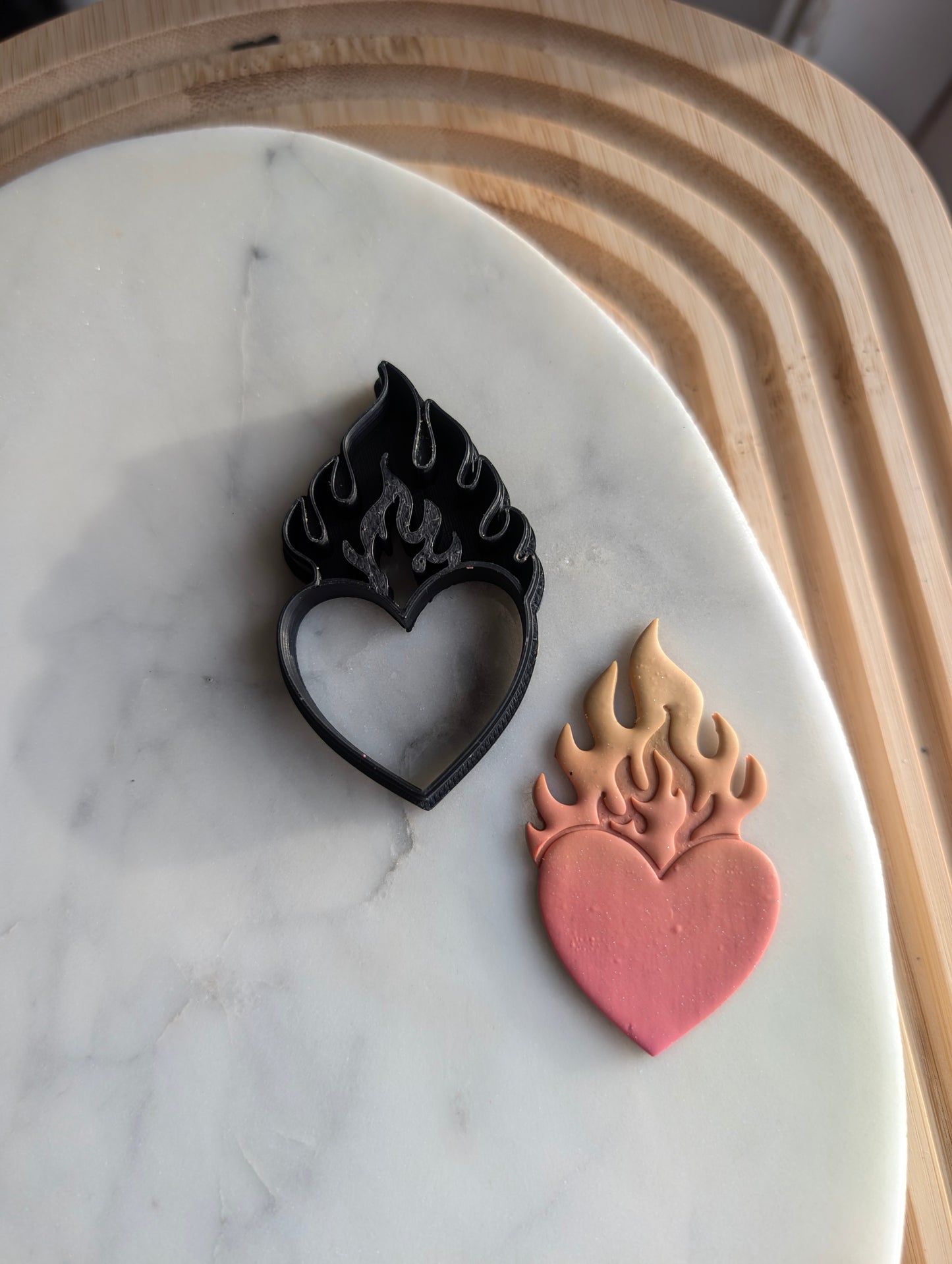 Larger Heart on Fire Sharp Clay Cutter