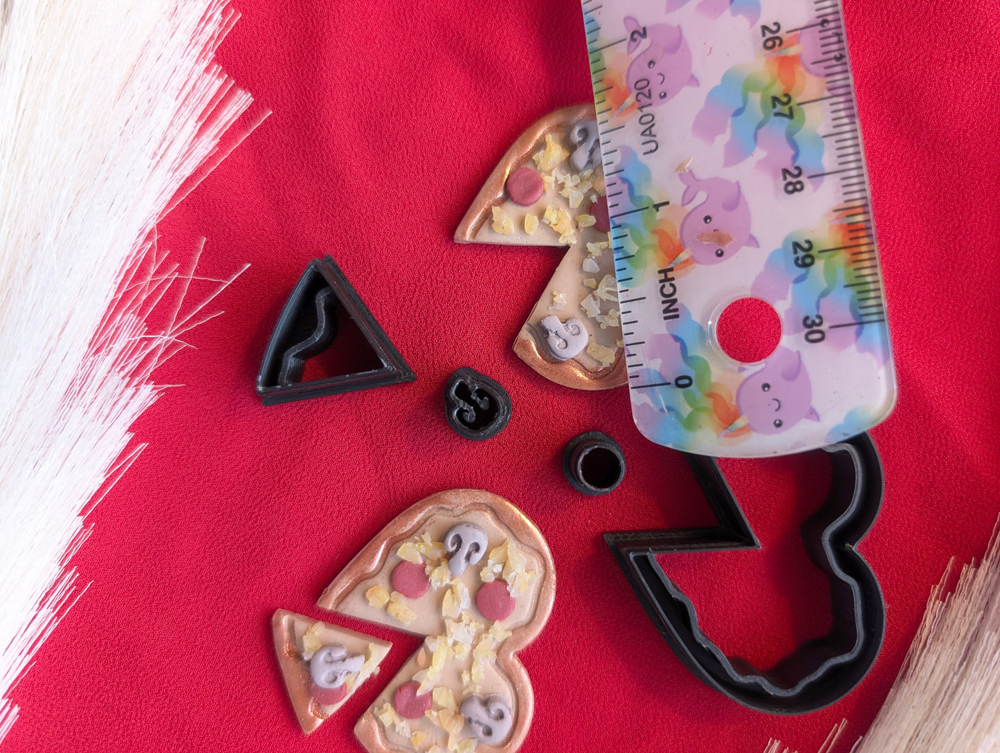 Heart Shaped Pizza with Cutout Slice Cutter Sharp Clay Cutter