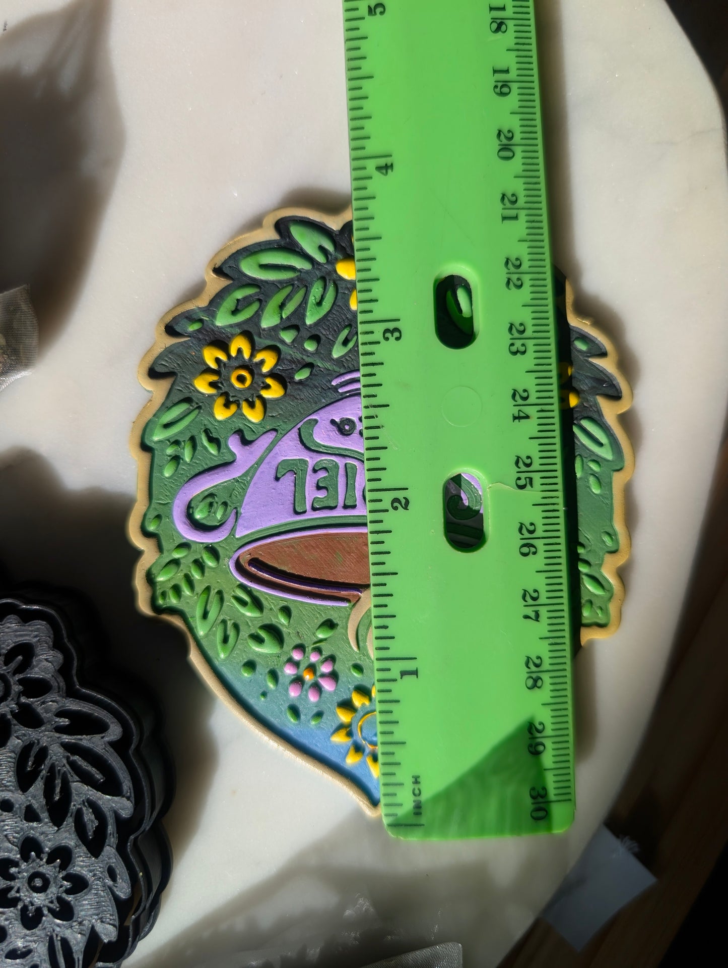 Suriel Tea Co Floral Teacup Badge Wall Hanger Sharp Clay Cutter