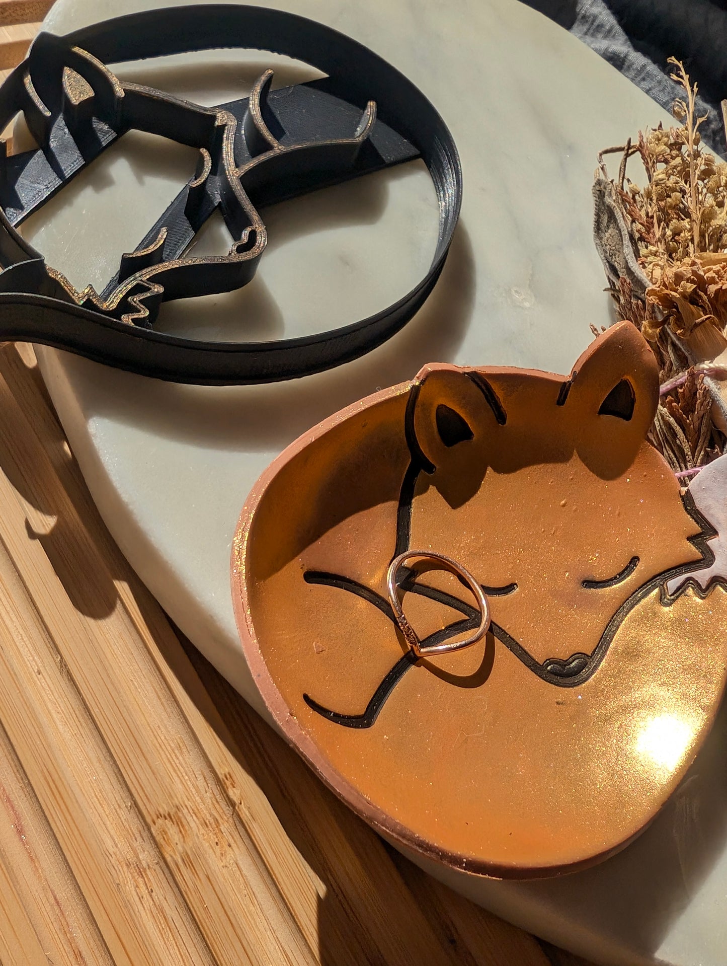 Trinket Dish Sleeping Fox Sharp Clay Cutter