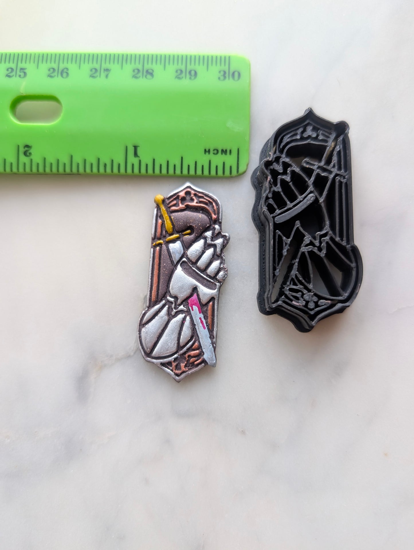 Sword Through Knight's Gloved Hand on Frame Sharp Clay Cutter