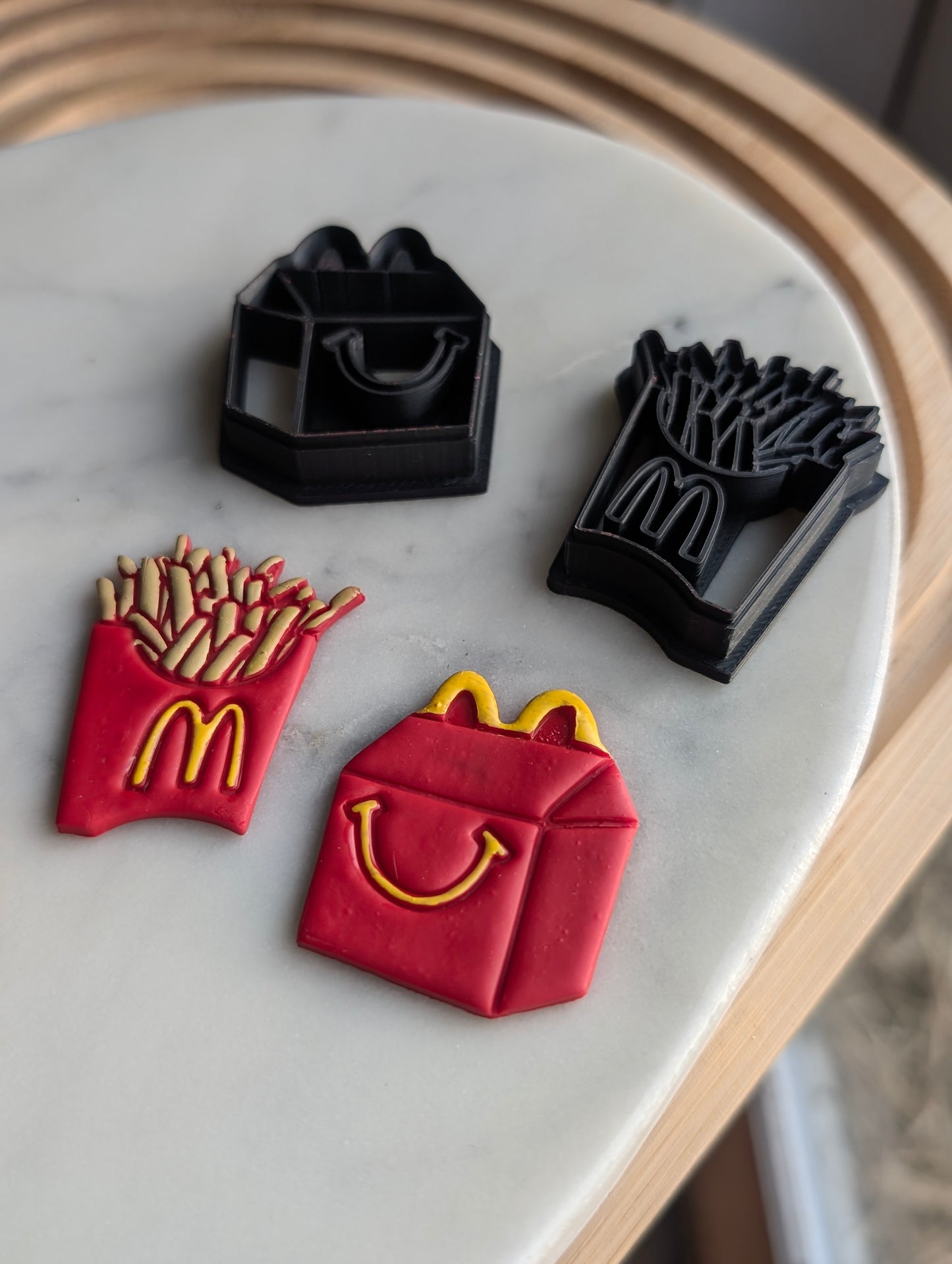 Smiling Meal and Fries Sharp Clay Cutter PAIR