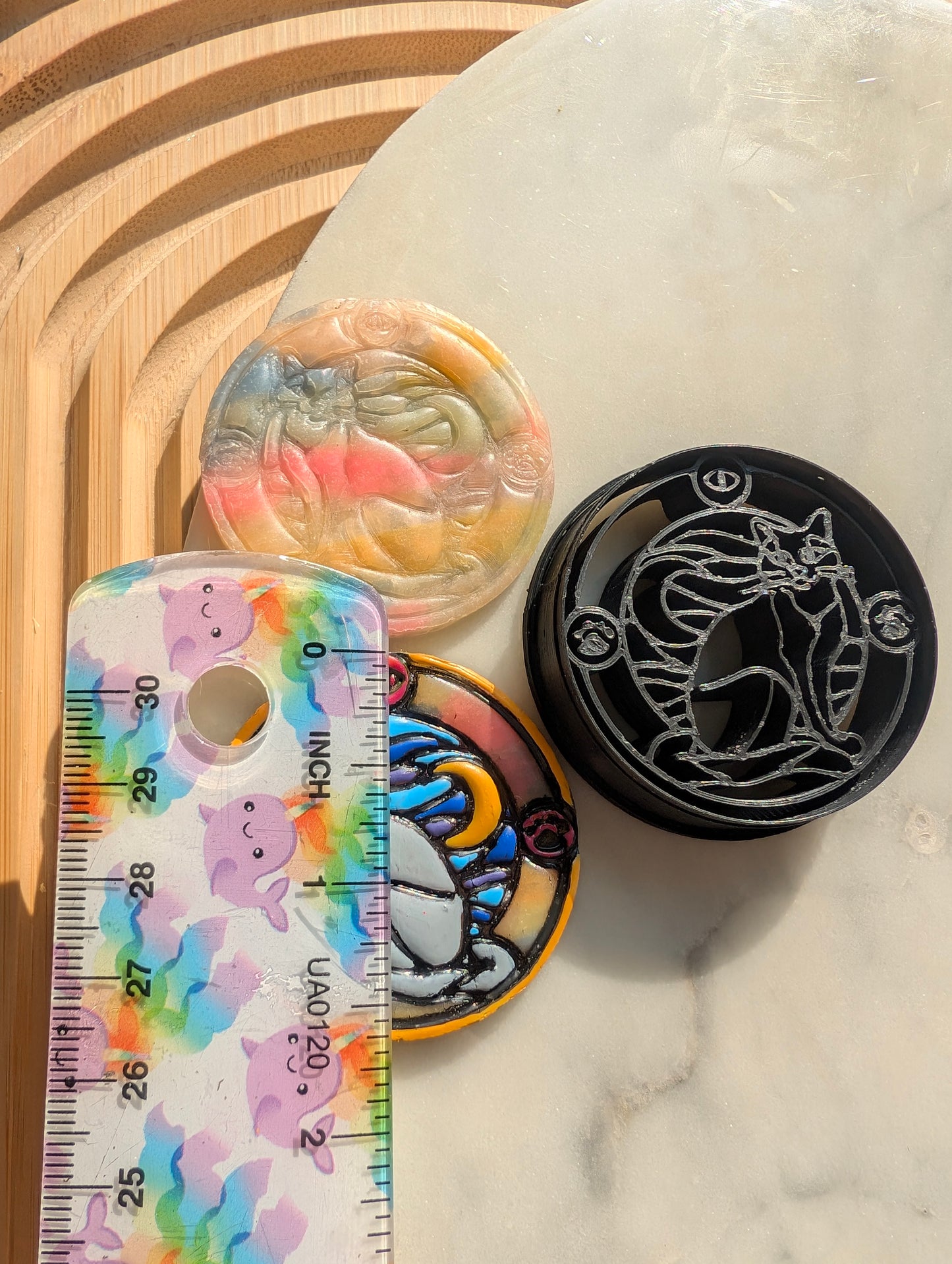 Stained Glass Cat and Crescent Moon Sharp Clay Cutter