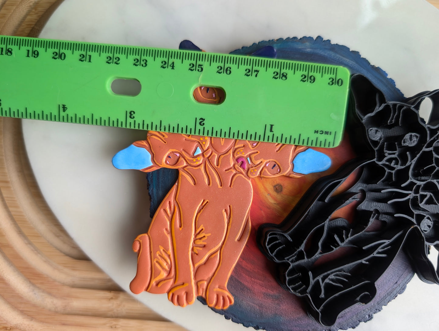 XL 3-Headed Sphinx Naked Cat Wall Hanger Sharp Clay Cutter