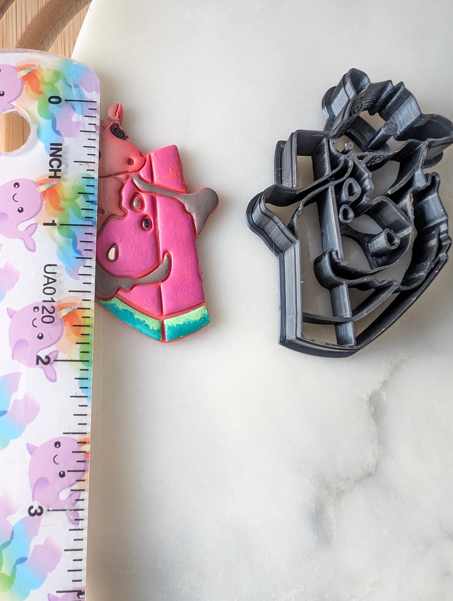 Fruit Bat Portrait with Watermelon Slice Sharp Clay Cutter