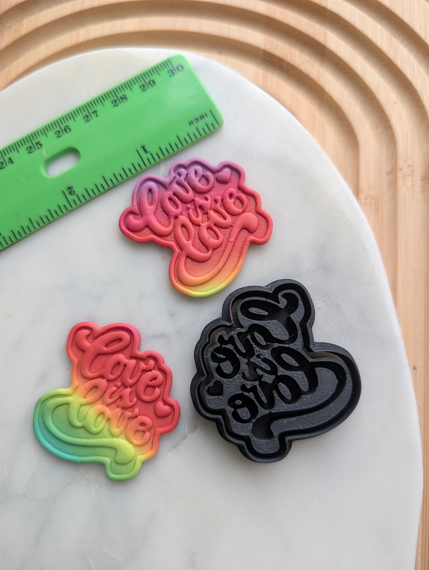 Love is Love Groovy Text Embossed Sharp Cutter for Clay and More