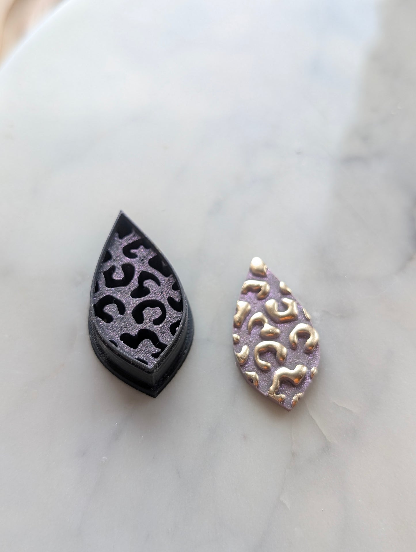 Leopard Print Marquise Sharp Clay Cutter