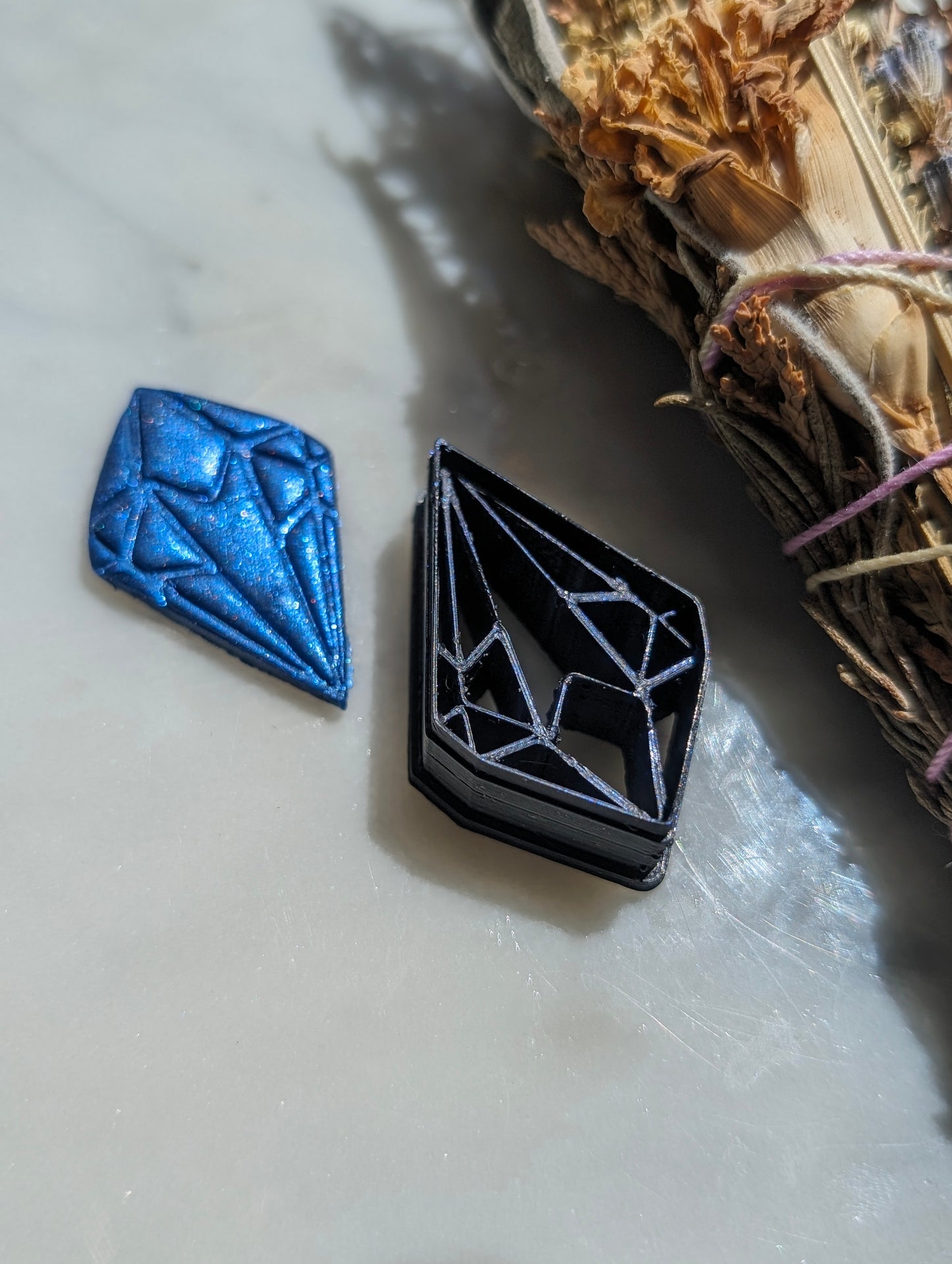 Crystal Cluster with Hidden Center Heart Sharp Clay Cutter
