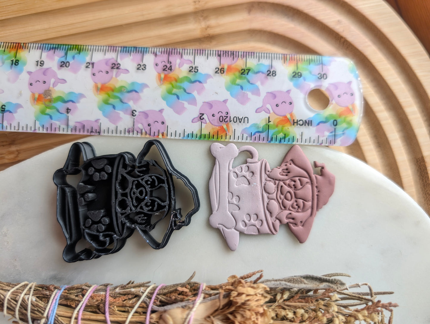 Dog Pup Wearing a Witch Hat in a Teacup Sharp Clay Cutter