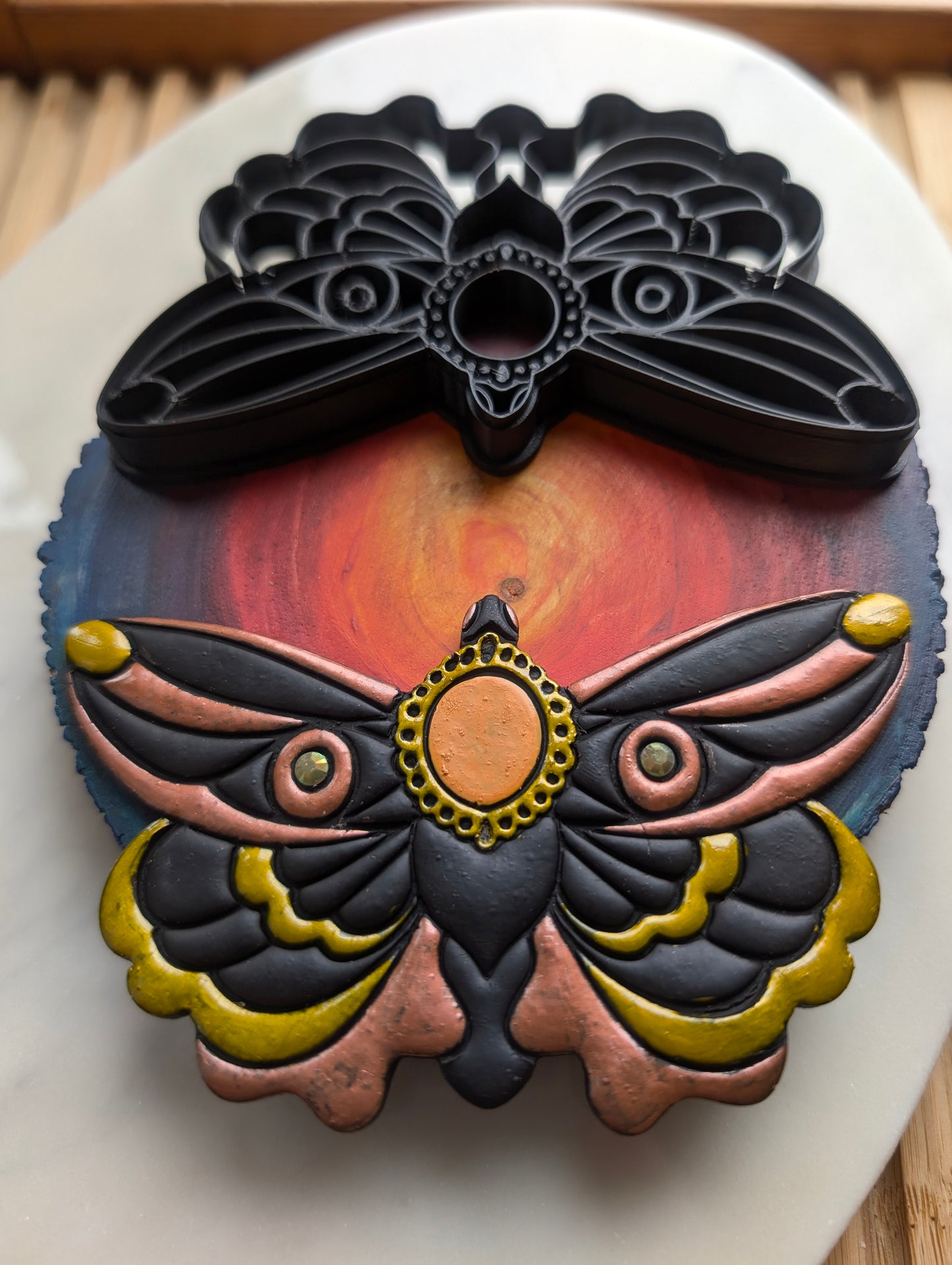 XL Moth with Jeweled Center Wall Hanger Sharp Clay Cutter