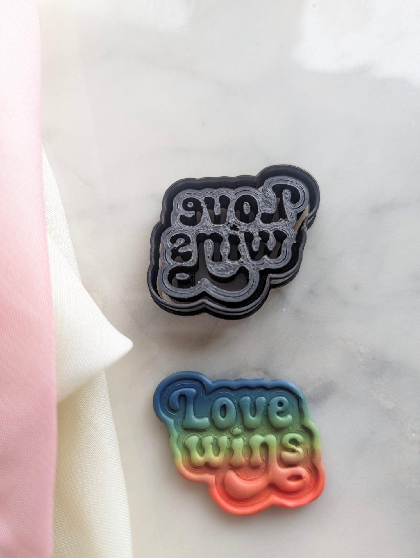 Love Wins Text Embossed Sharp Clay Cutter