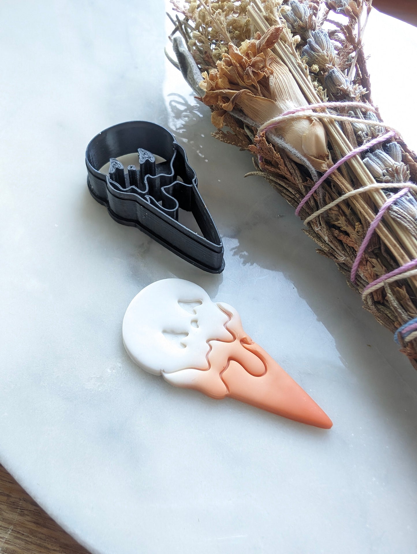 Skull Double Scoop Ice Cream Cone Sharp Clay Cutter