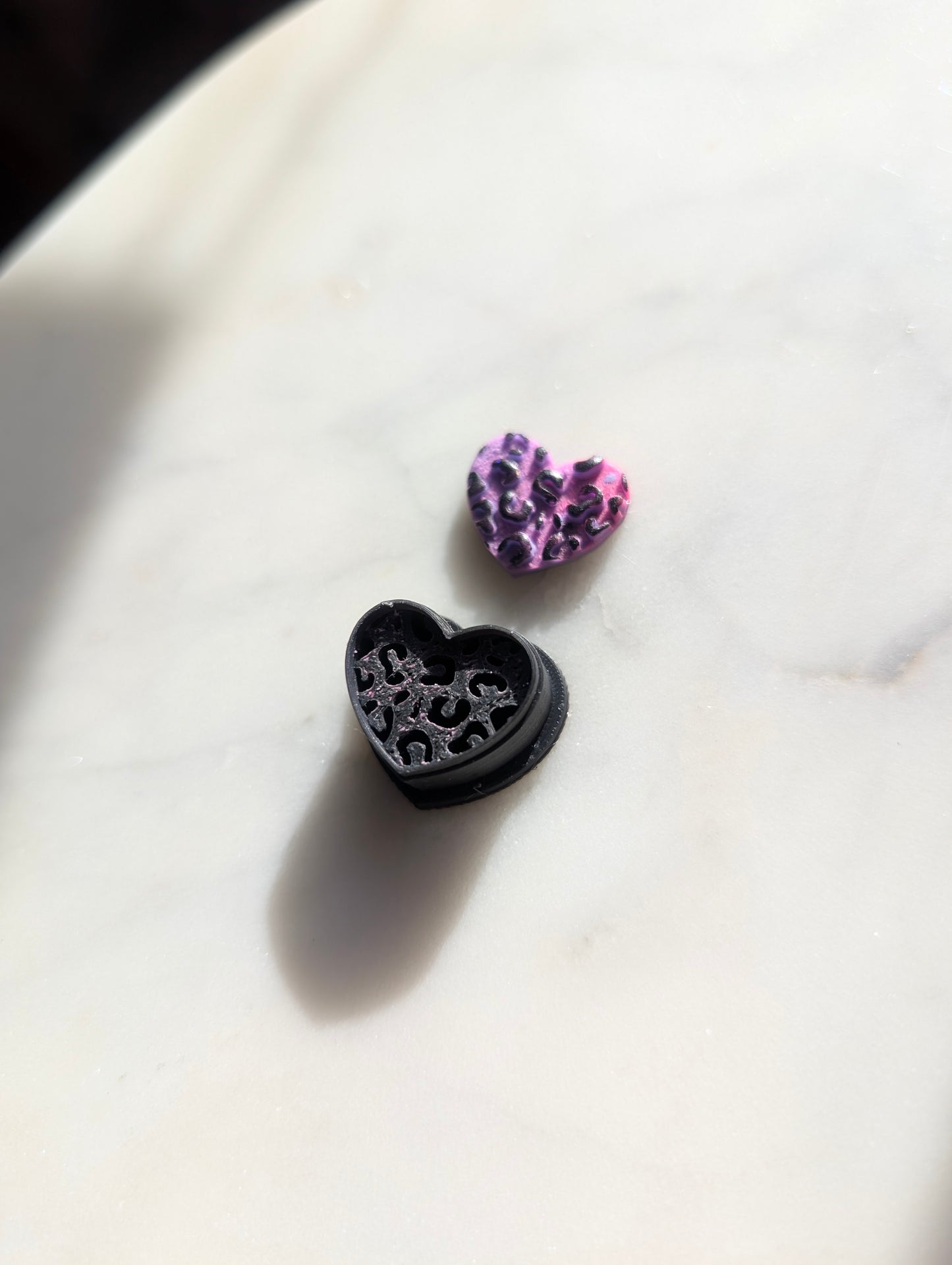 Leopard Print Tiny Heart Sharp Clay Cutter