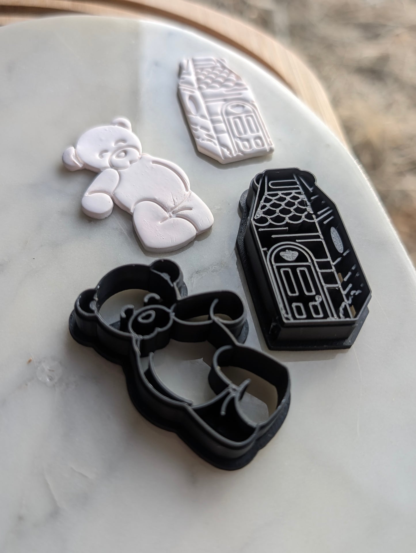 Teddy Bear and His Box House Sharp Clay Cutter PAIR