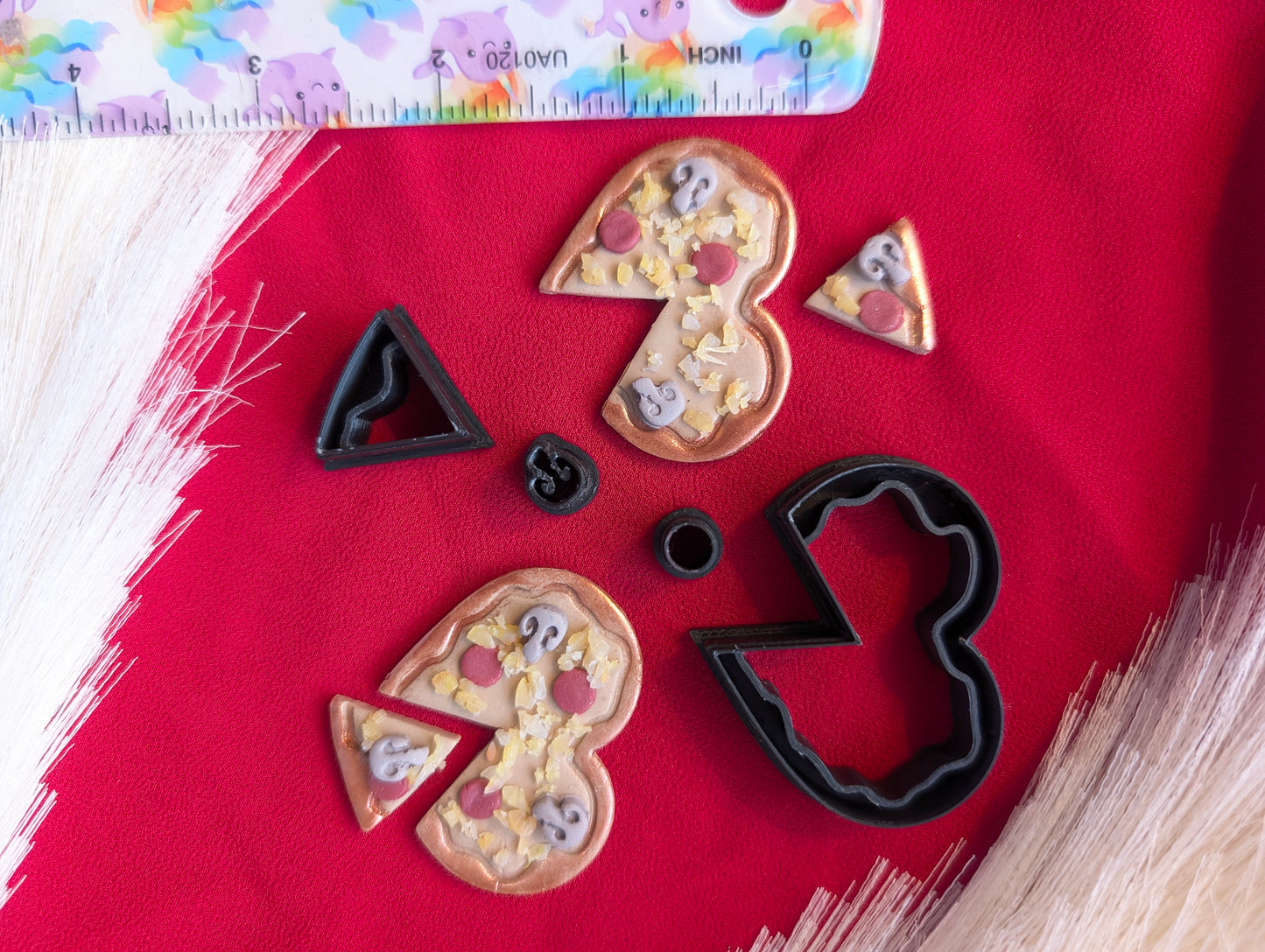 Heart Shaped Pizza with Cutout Slice Cutter Sharp Clay Cutter