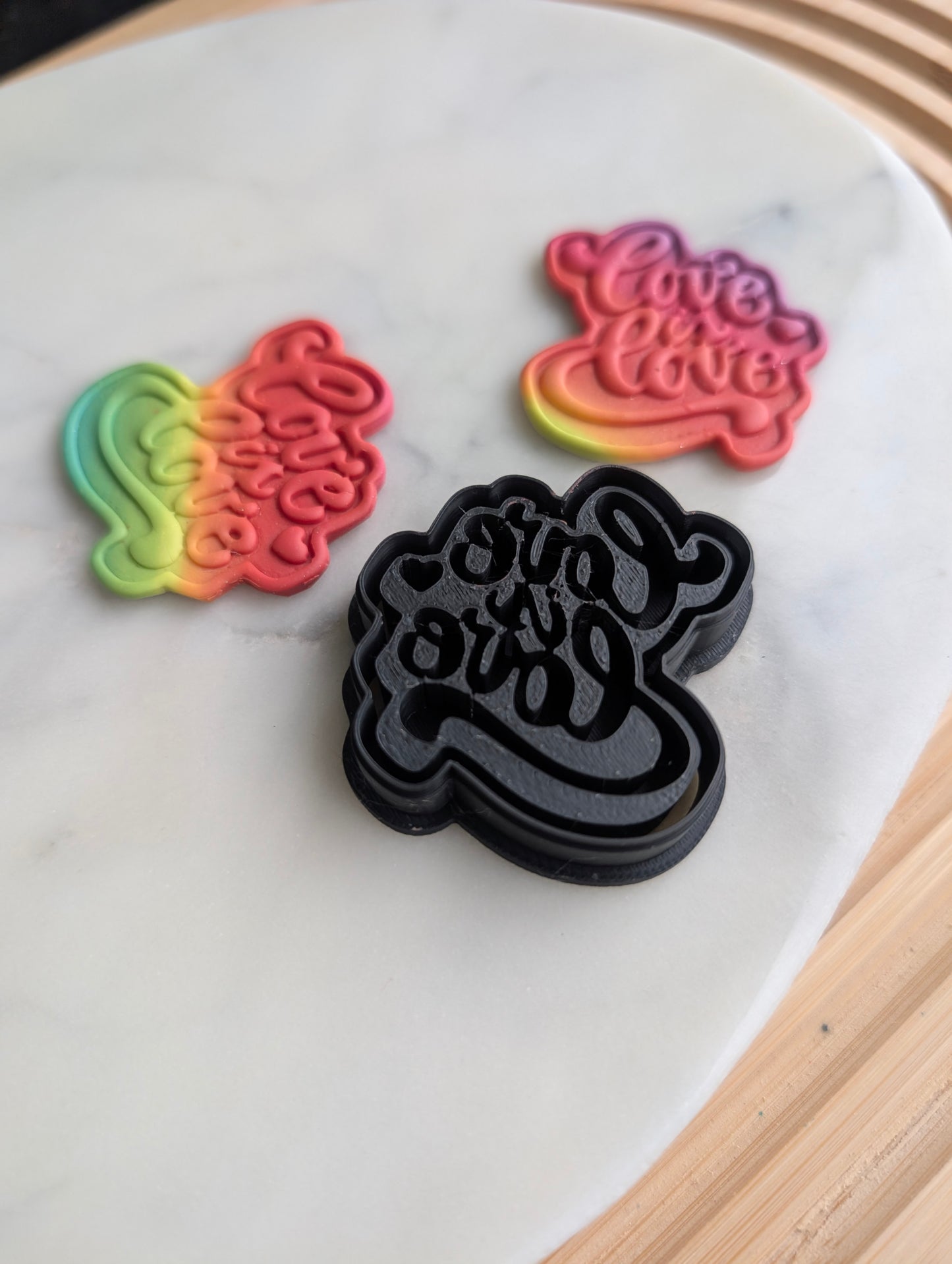 Love is Love Groovy Text Embossed Sharp Cutter for Clay and More