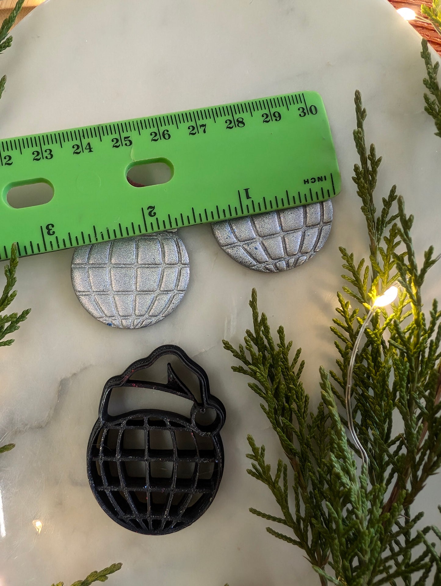 Santa Hat on Disco Ball Earring Sharp Clay Cutter