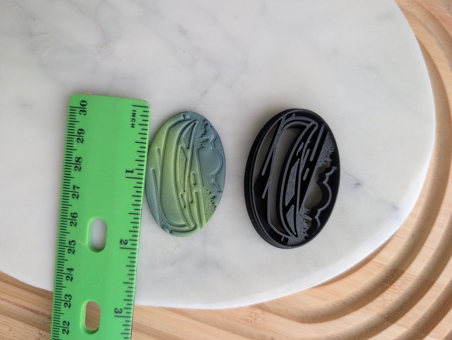 Canoe Scene with Trees and Lake in Oval Embossed Sharp Cutter for Clay and More