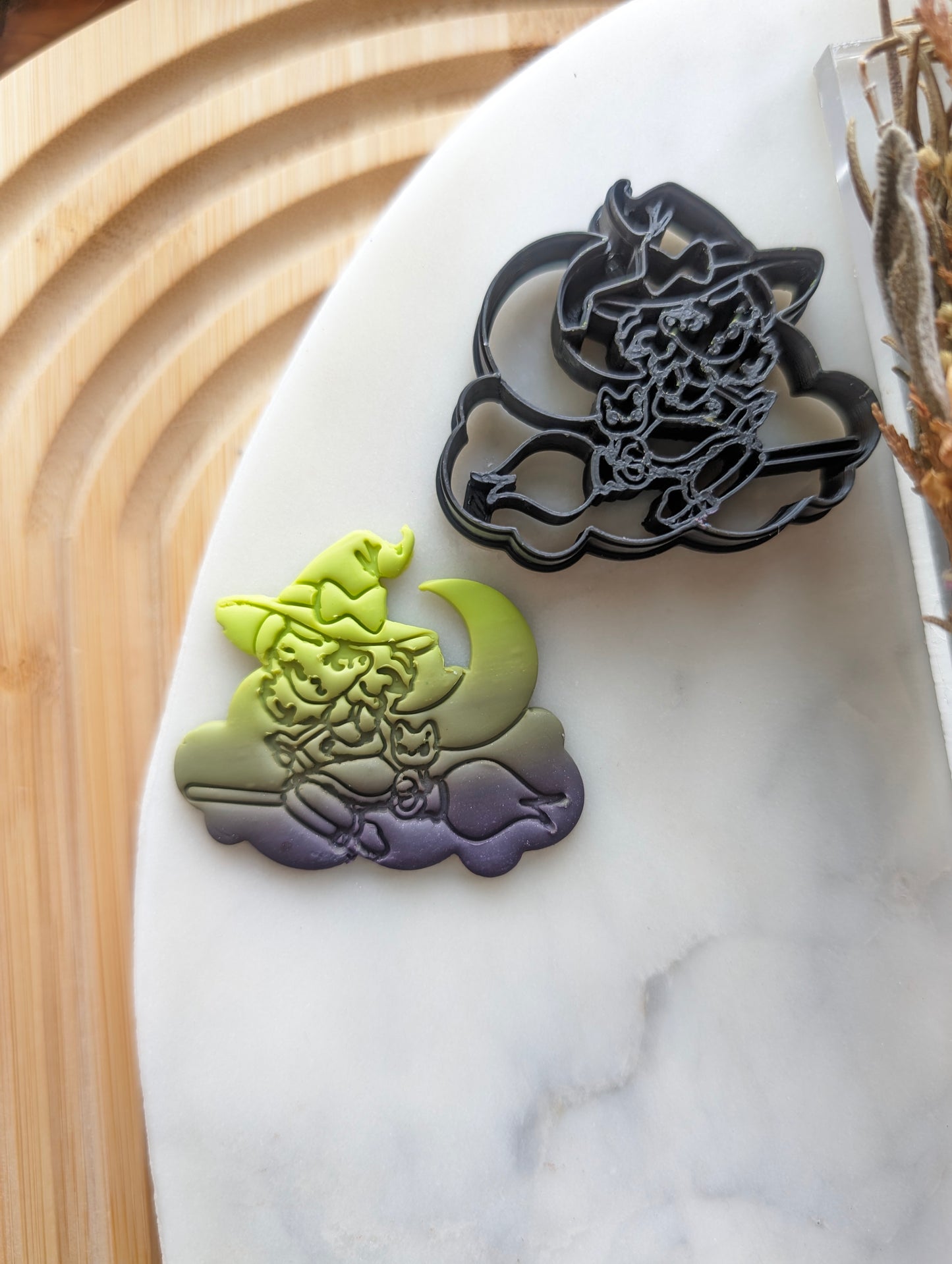 Little Witch and Cat on Clouds Sharp Clay Cutter