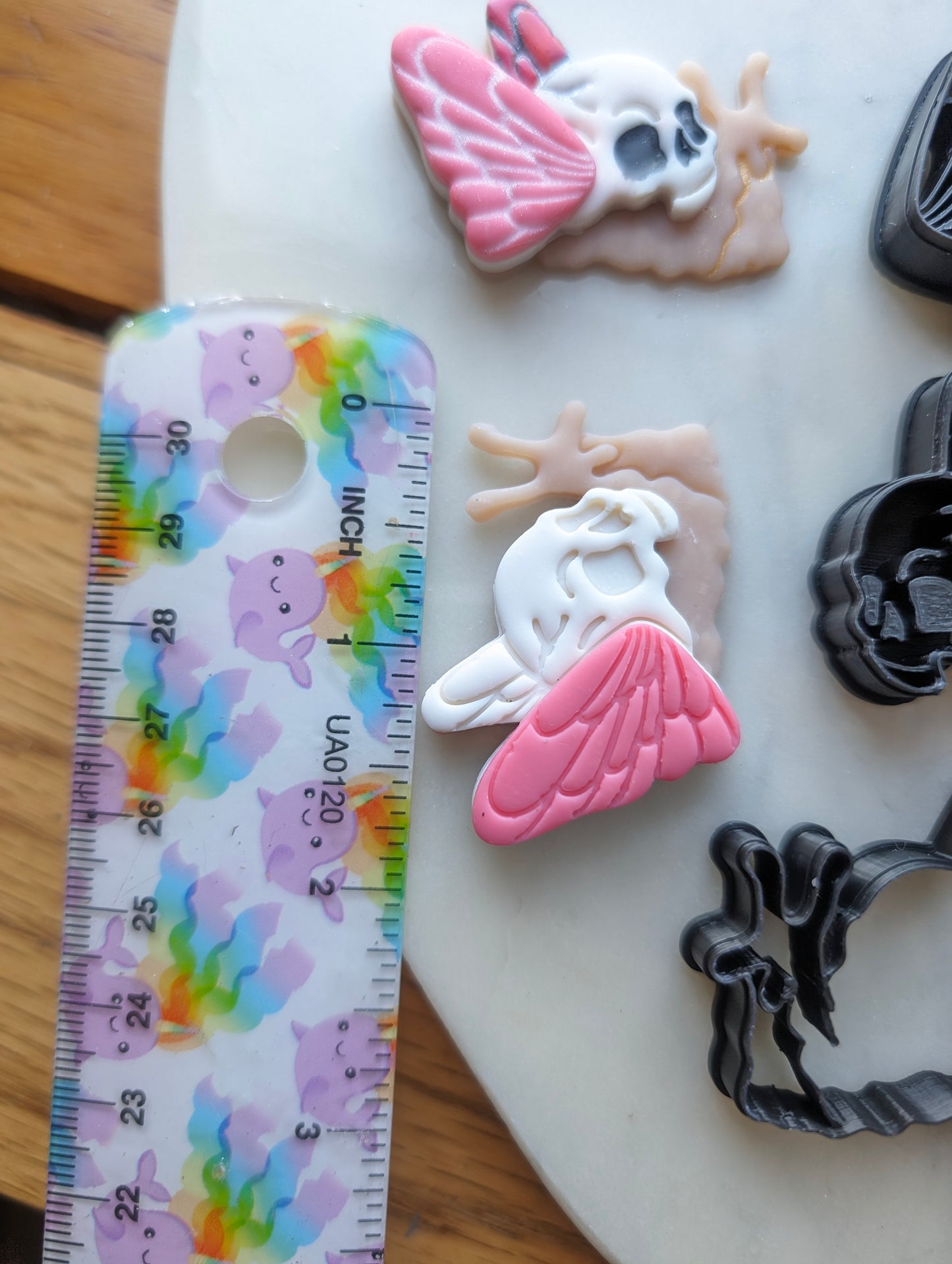 Snail with Skull Shell and Butterfly Wings Sharp Clay Cutter