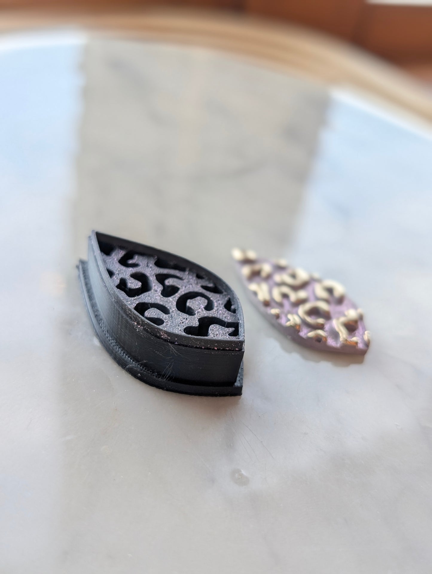 Leopard Print Marquise Sharp Clay Cutter