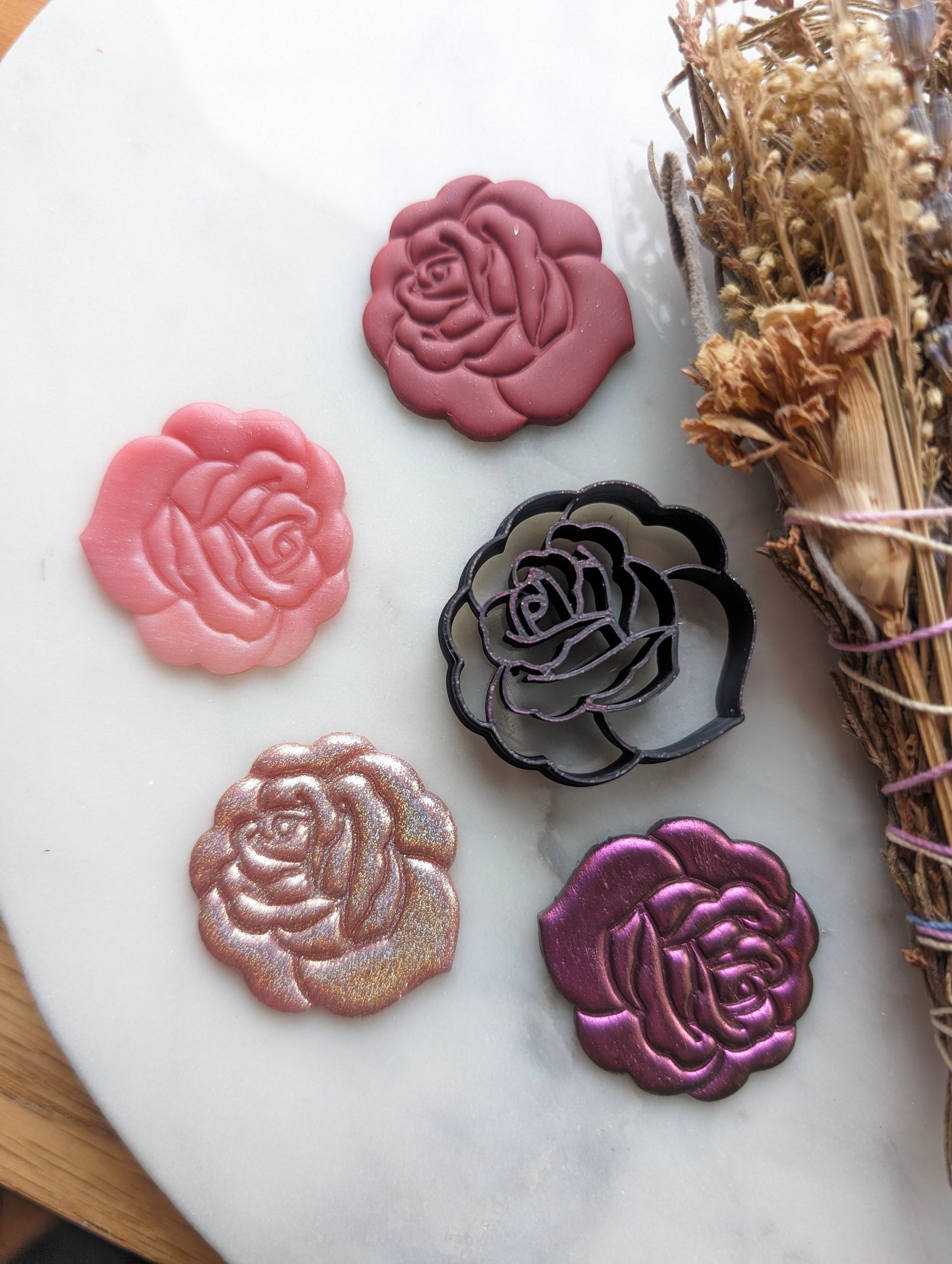 Traditional Tattoo Style Rose - Embossed Sharp Clay Cutter
