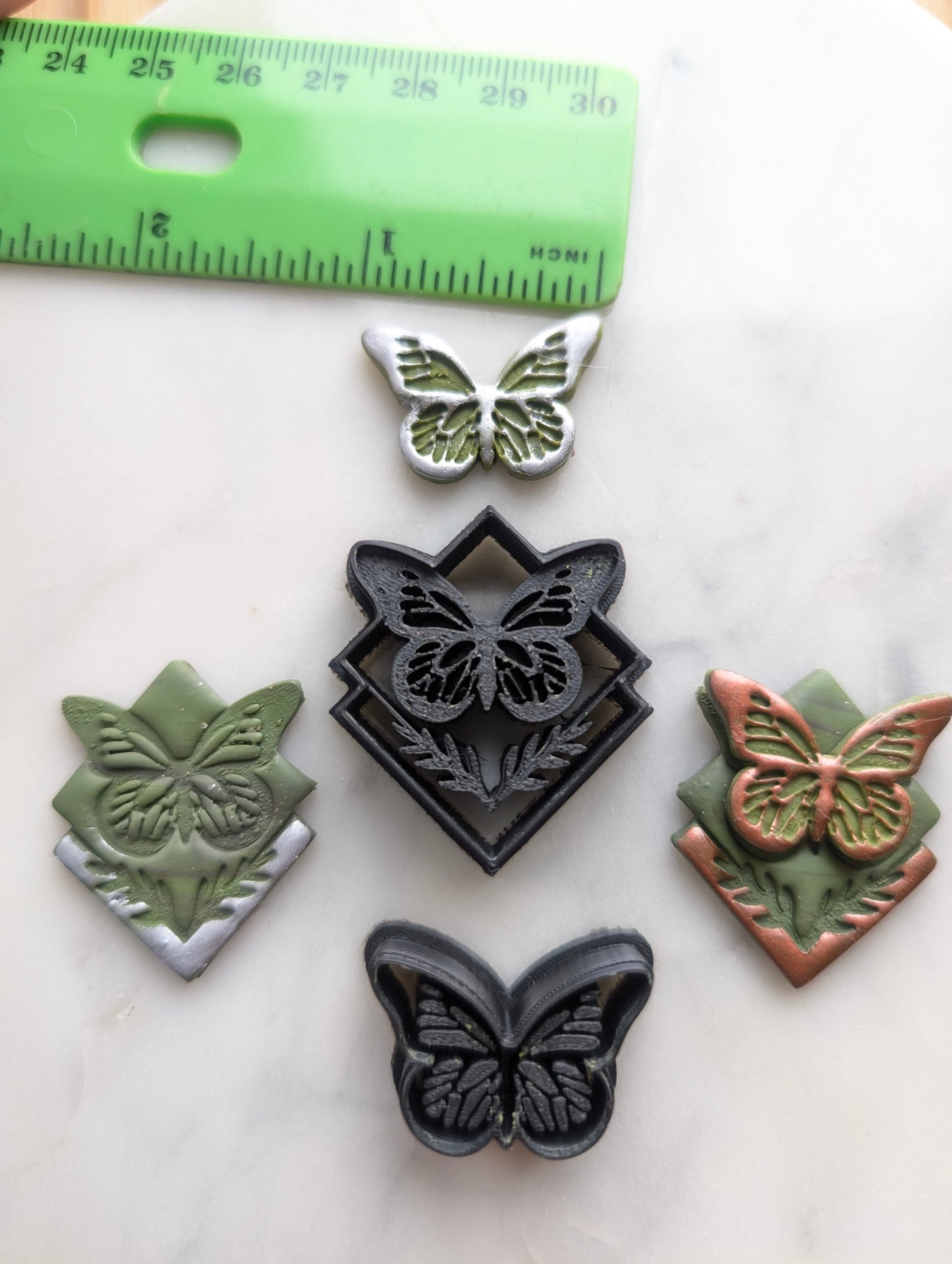Set of Boho Butterfly in Double Diamonds and Separate Butterfly Sharp Clay Cutter
