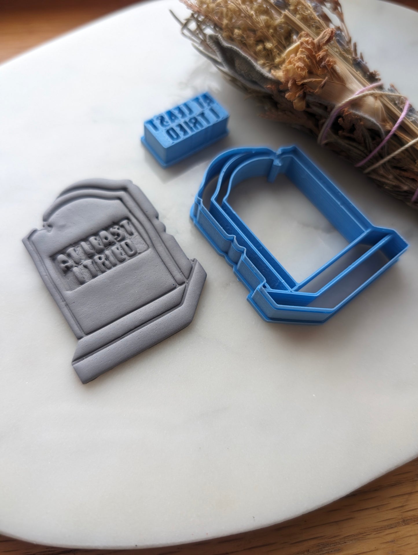 At Least I Tried Headstone Sharp Clay Cutter