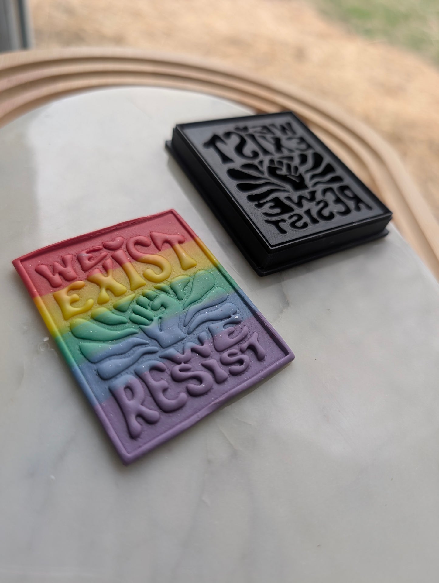 We Exist We Resist Text Embossed Sharp Cutter for Clay and More