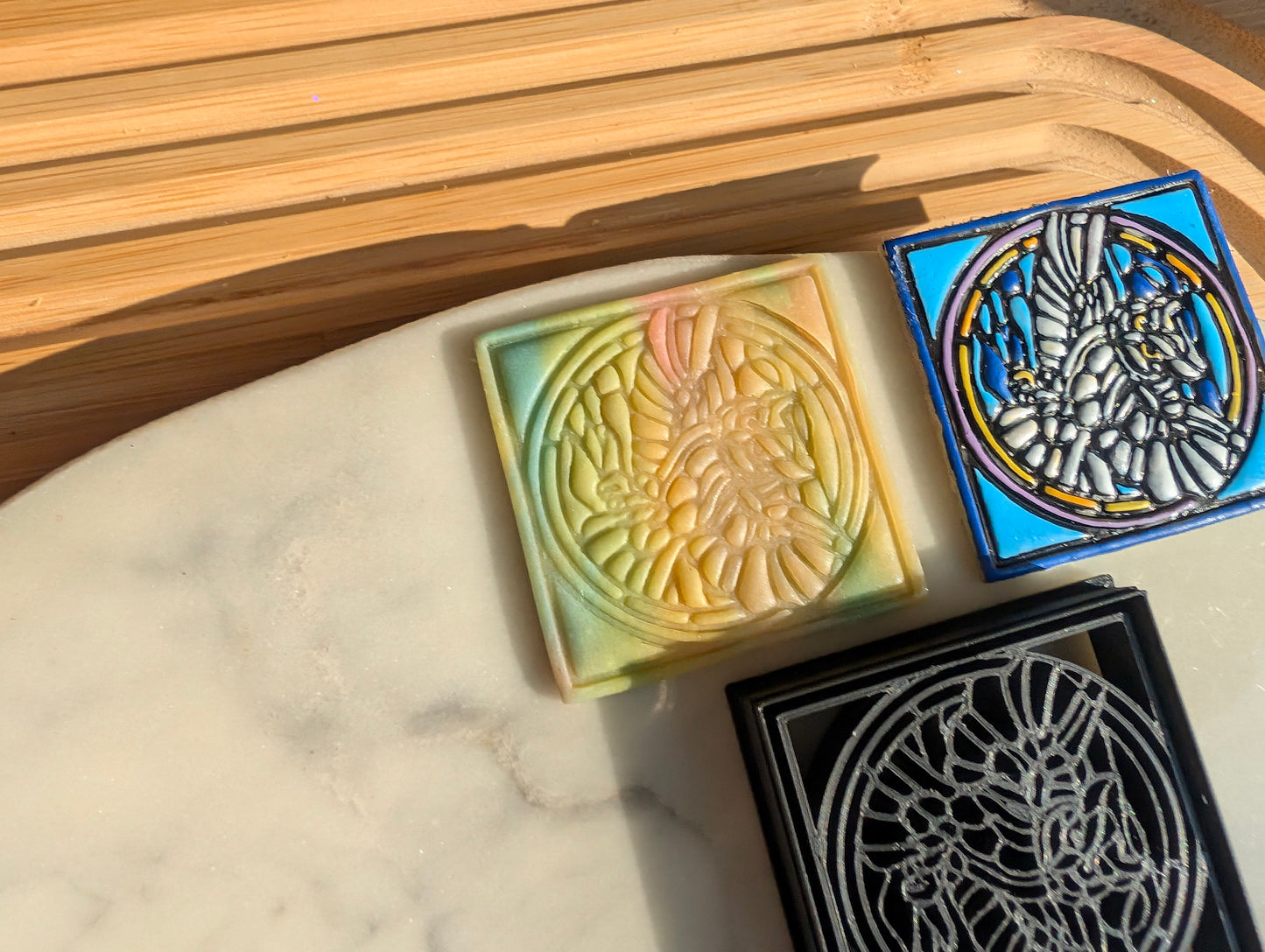Stained Glass Owl on Square Background Sharp Clay Cutter