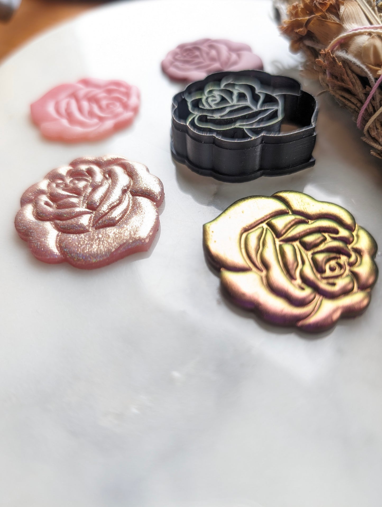 Traditional Tattoo Style Rose - Embossed Sharp Clay Cutter