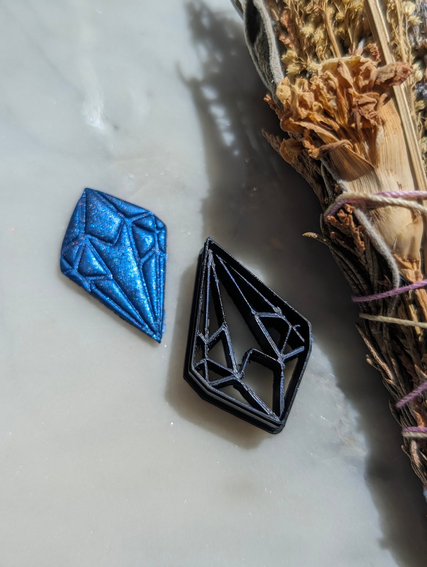 Crystal Cluster with Hidden Center Heart Sharp Clay Cutter