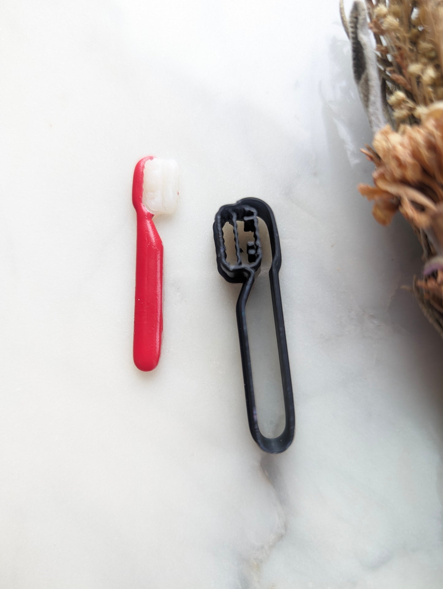 Tiny Toothbrush Embossed Sharp Clay Cutter